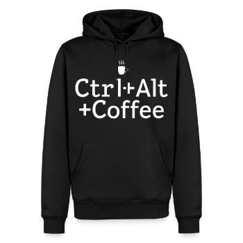 Kaffee-Pause Ctrl-Alt-Coffee - Männer Premium Bio Hoodie - Schwarz - Vorne - Nico (187cm)