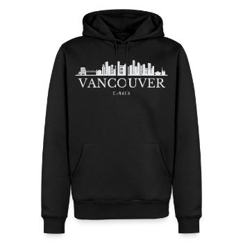 Vancouver Skyline, Vancouver Canada - Men’s Premium Organic Hoodie - black - Front - Nico (187cm)