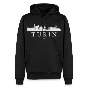 Turin Skyline, Turin Italie - Sweat à capuche Premium bio Homme - noir - Devant - Nico (187cm)