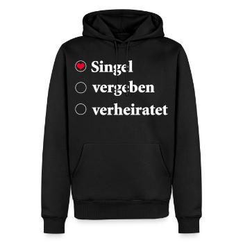 Beziehungsstatus Auswahl Singel mit Herzsymbol - Männer Premium Bio Hoodie - Schwarz - Vorne - Nico (187cm)