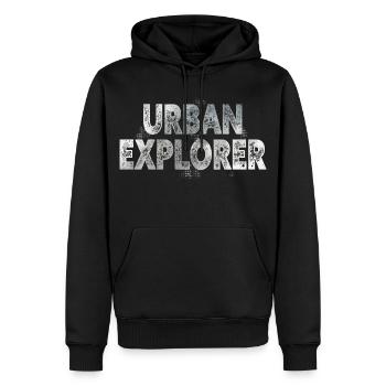 Urban explorer - Men’s Premium Organic Hoodie - black - Front - Nico (187cm)