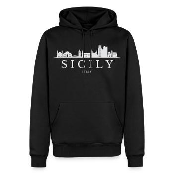 La silhouette de la Sicile, Italie de la Sicile - Sweat à capuche Premium bio Homme - noir - Devant - Nico (187cm)
