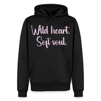 Wildes Herz Sanfte Seele - Männer Premium Bio Hoodie - Schwarz - Vorne - Nico (187cm)