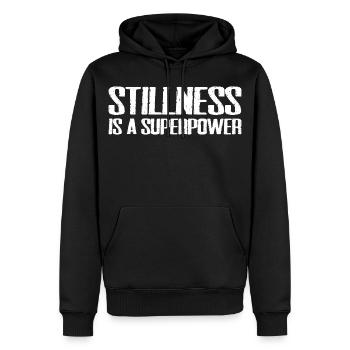 stillness is a superpower - Men’s Premium Organic Hoodie - black - Front - Nico (187cm)