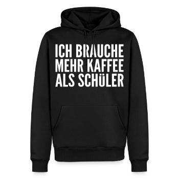 Ich brauche mehr Kaffee als Schüler - Männer Premium Bio Hoodie - Schwarz - Vorne - Nico (187cm)