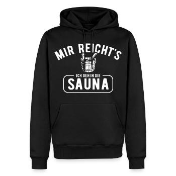 J’en ai assez, je vais au sauna - en disant - Sweat à capuche Premium bio Homme - noir - Devant - Nico (187cm)