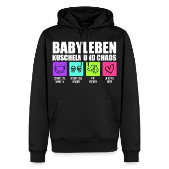 Werdende Mutter BABYLEBEN KUSCHELN UND CHAOS - Männer Premium Bio Hoodie - Schwarz - Vorne - Nico (187cm)