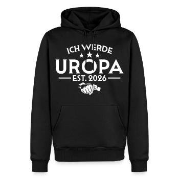 Je serai arrière-grand-père en 2026 - annonce de grossesse - Sweat à capuche Premium bio Homme - noir - Devant - Nico (187cm)