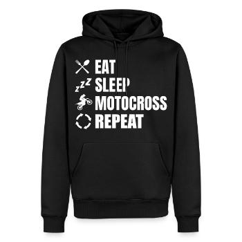 Essen Schlafen Motocross Wiederholen - Männer Premium Bio Hoodie - Schwarz - Vorne - Nico (187cm)