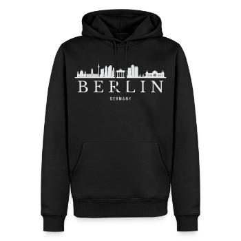 Berliner Skyline, Berlin, Deutschland - Männer Premium Bio Hoodie - Schwarz - Vorne - Nico (187cm)