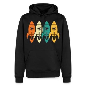Vintage Raketen Weltraumforschung Ingenieur Geschenk - Männer Premium Bio Hoodie - Schwarz - Vorne - Nico (187cm)