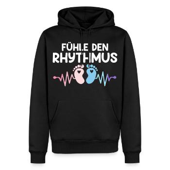 Maman enceinte SENTEZ LE RYTHME Drôle - Sweat à capuche Premium bio Homme - noir - Devant - Nico (187cm)