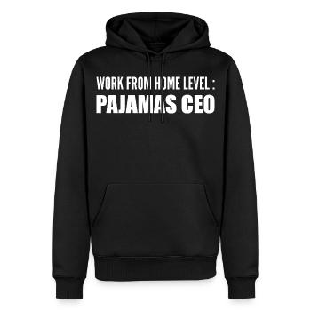 Arbeit von zu Hause aus : CEO für Pyjamas - Männer Premium Bio Hoodie - Schwarz - Vorne - Nico (187cm)