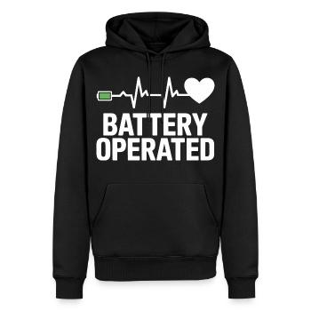 Batteriebetriebenes Herzsignal - Männer Premium Bio Hoodie - Schwarz - Vorne - Nico (187cm)