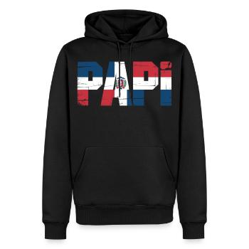 Papa Drapeau Dominicain – Papa Fier de la - Sweat à capuche Premium bio Homme - noir - Devant - Nico (187cm)