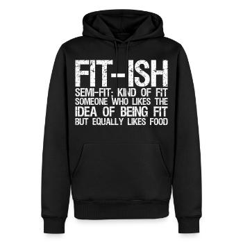 fit ish semi fit kind of fit someone who likes - Men’s Premium Organic Hoodie - black - Front - Nico (187cm)