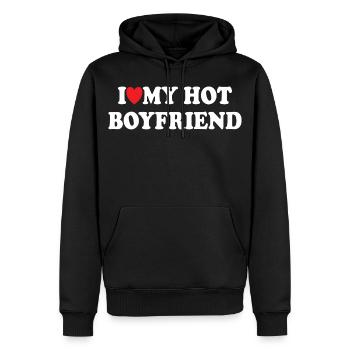 Ich liebe meinen heißen Freund - Männer Premium Bio Hoodie - Schwarz - Vorne - Nico (187cm)
