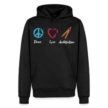 Paix Amour Architecture - Sweat à capuche Premium bio Homme - noir - Devant - Nico (187cm)