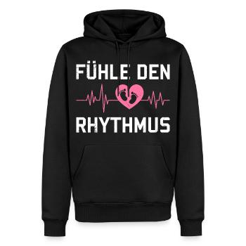Maman enceinte SENTEZ LE RYTHME Drôle - Sweat à capuche Premium bio Homme - noir - Devant - Nico (187cm)
