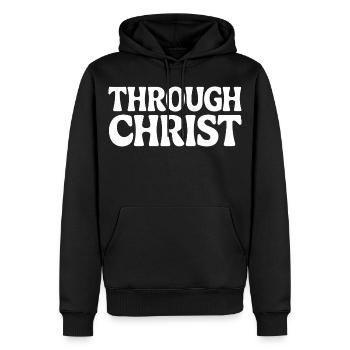 Par le Christ Jésus Chrétiens Foi - Sweat à capuche Premium bio Homme - noir - Devant - Nico (187cm)