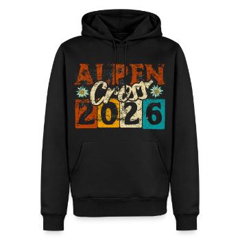Traversée des Alpes 2026 - Croix des Alpes - Randonnée - Sweat à capuche Premium bio Homme - noir - Devant - Nico (187cm)