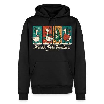 Gans Weihnachten Lustig Santa Nordpol Honker - Männer Premium Bio Hoodie - Schwarz - Vorne - Nico (187cm)