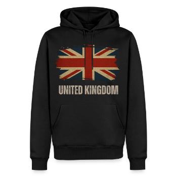 Drapeau du Royaume-Uni, héritage britannique - Sweat à capuche Premium bio Homme - noir - Devant - Nico (187cm)