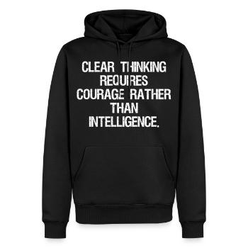 La pensée claire exige du courage plutôt que de l’int - Sweat à capuche Premium bio Homme - noir - Devant - Nico (187cm)