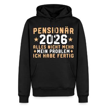Pension 2026 Ich habe fertig - Pensionär Geschenk - Männer Premium Bio Hoodie - Schwarz - Vorne - Nico (187cm)