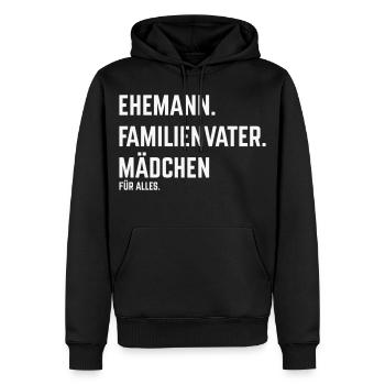 Mari Famille Homme Fille Pour Tout (Blanc) - Sweat à capuche Premium bio Homme - noir - Devant - Nico (187cm)