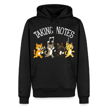 Chat Notes Musicales Humour Musique - Sweat à capuche Premium bio Homme - noir - Devant - Nico (187cm)