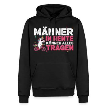 Rentner Einhorn Lustiger Spruch Rente Ruhestand - Männer Premium Bio Hoodie - Schwarz - Vorne - Nico (187cm)