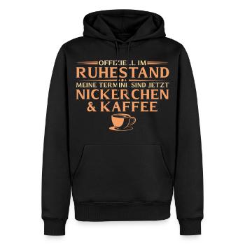 Siestes et café à la retraite - Retraités - Sweat à capuche Premium bio Homme - noir - Devant - Nico (187cm)