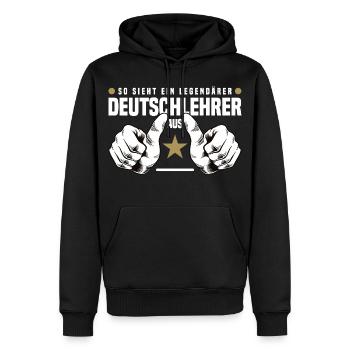 Deutschlehrer - Männer Premium Bio Hoodie - Schwarz - Vorne - Nico (187cm)