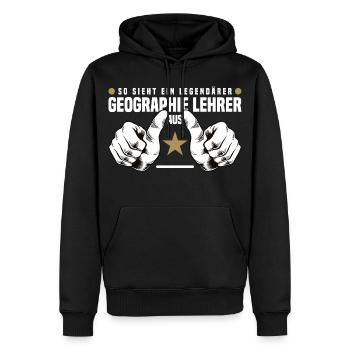 Professeur de géographie - Sweat à capuche Premium bio Homme - noir - Devant - Nico (187cm)