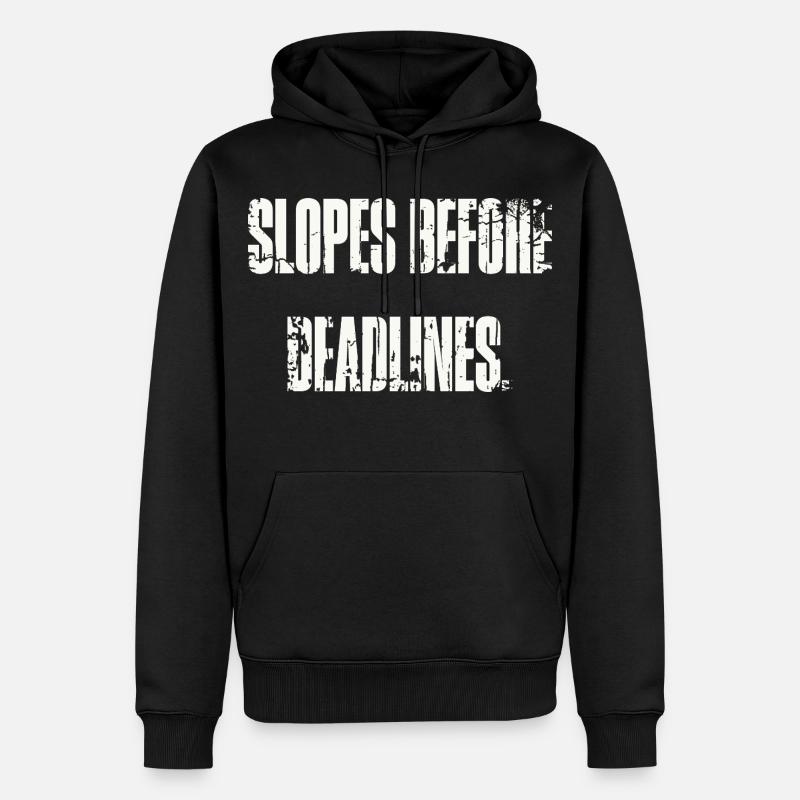 Slopes Before Deadlines - Männer Premium Bio Hoodie - Schwarz