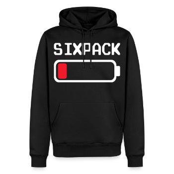 Six-pack – Tenue amusante avec une batterie faible - Sweat à capuche Premium bio Homme - noir - Devant - Nico (187cm)