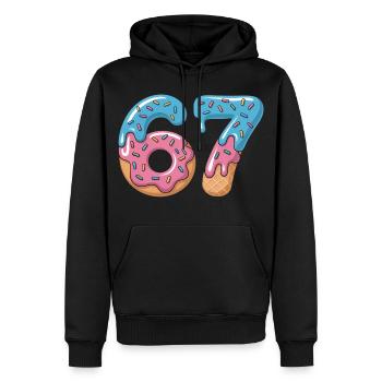 Donut numbers 6 and 7 - Men’s Premium Organic Hoodie - black - Front - Nico (187cm)