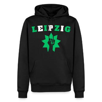 Leipzig - Sweat à capuche Premium bio Homme - noir - Devant - Nico (187cm)