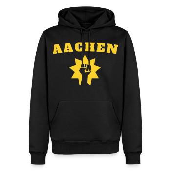 Aachen - Männer Premium Bio Hoodie - Schwarz - Vorne - Nico (187cm)