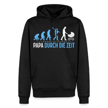 Future papa PAPA À TRAVERS LE TEMPS Drôle - Sweat à capuche Premium bio Homme - noir - Devant - Nico (187cm)