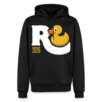 Gummiente Rente 2026 - Ruhestand - Pension - Männer Premium Bio Hoodie - Schwarz - Vorne - Nico (187cm)