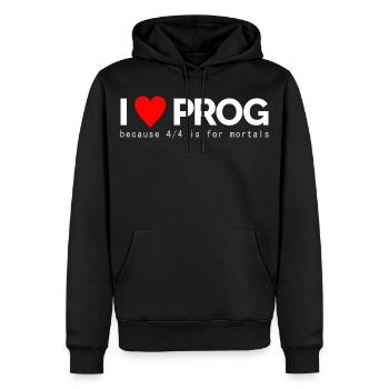 J’adore le Prog - Sweat à capuche Premium bio Homme - noir - Devant - Nico (187cm)