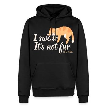 Ce n’est pas de la fourrure, c’est de l’art – un drôle de chat roux - Sweat à capuche Premium bio Homme - noir - Devant - Nico (187cm)
