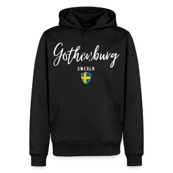 Göteborg, Schweden, elegantes Design - Männer Premium Bio Hoodie - Schwarz - Vorne - Nico (187cm)