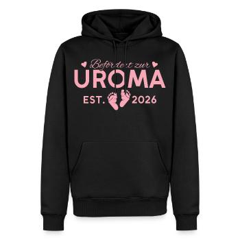 Befördert zur Uroma 2026 Urgroßmutter - Männer Premium Bio Hoodie - Schwarz - Vorne - Nico (187cm)