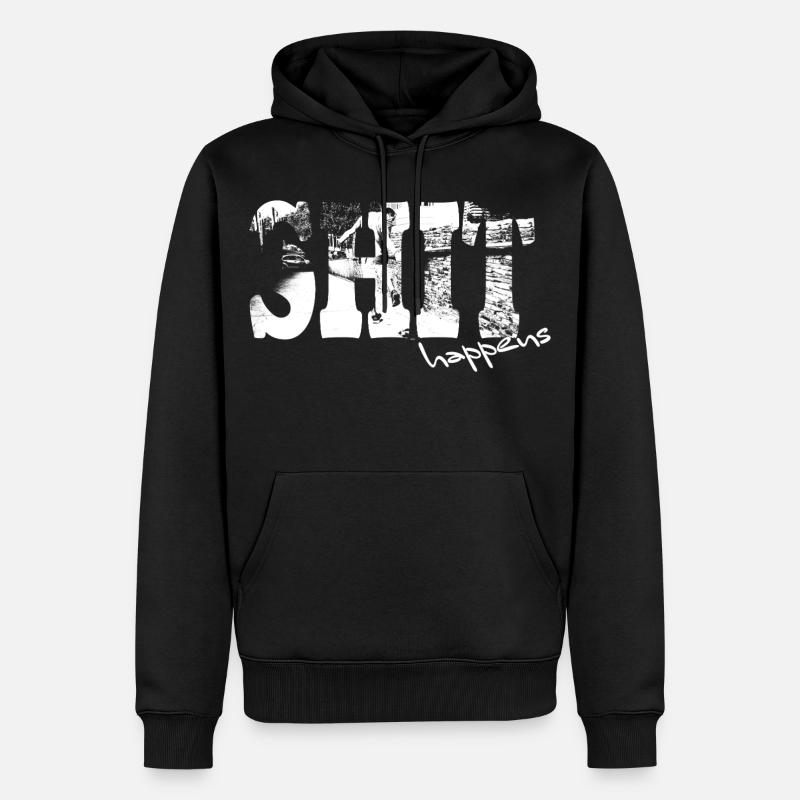 Shit happens - Männer Premium Bio Hoodie - Schwarz
