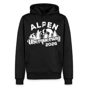 Alpen Überquerung 2026 - Wandern - Männer Premium Bio Hoodie - Schwarz - Vorne - Nico (187cm)