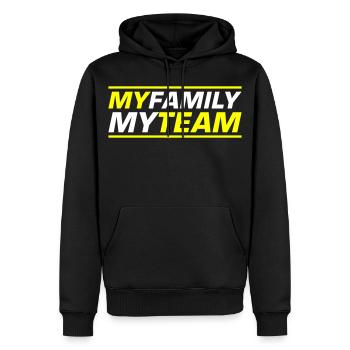 Meine Familie Team Spruch - Männer Premium Bio Hoodie - Schwarz - Vorne - Nico (187cm)