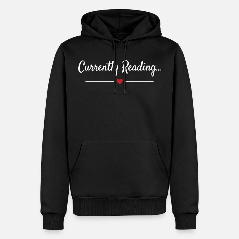 Currently Reading Bücherwurm Spruch - Männer Premium Bio Hoodie - Schwarz